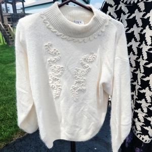 Vintage Erika Petites Mock Neck Knit Sweater